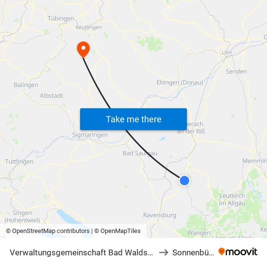 Verwaltungsgemeinschaft Bad Waldsee to Sonnenbühl map