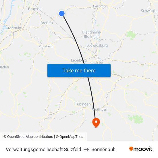 Verwaltungsgemeinschaft Sulzfeld to Sonnenbühl map