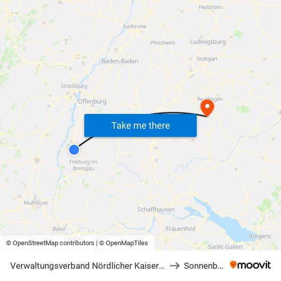 Verwaltungsverband Nördlicher Kaiserstuhl to Sonnenbühl map