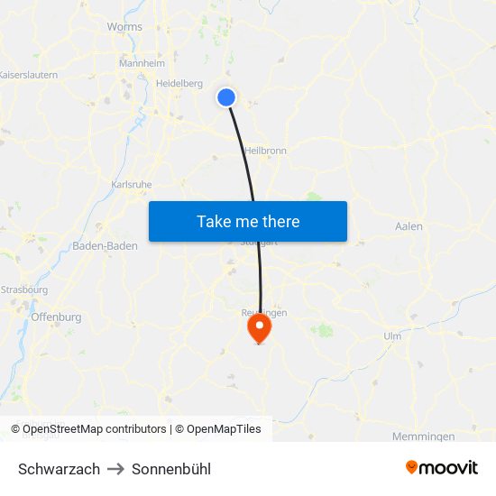 Schwarzach to Sonnenbühl map