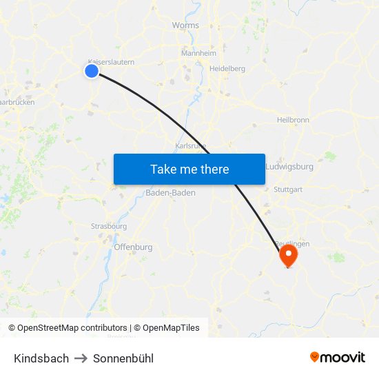 Kindsbach to Sonnenbühl map