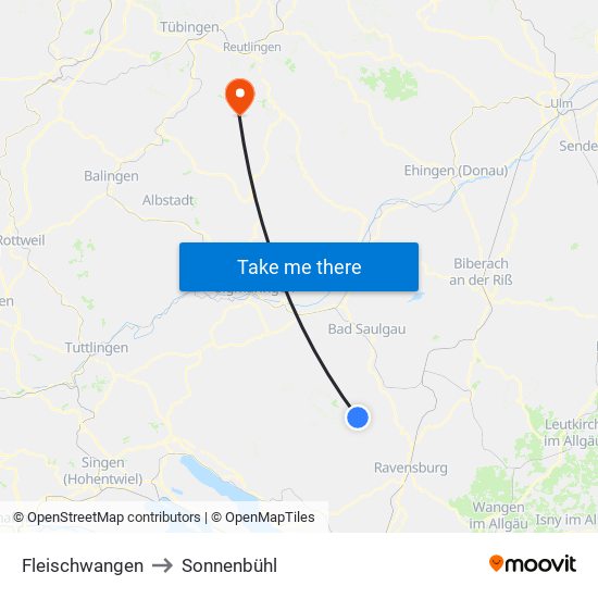 Fleischwangen to Sonnenbühl map