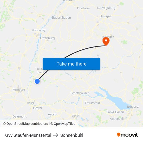 Gvv Staufen-Münstertal to Sonnenbühl map