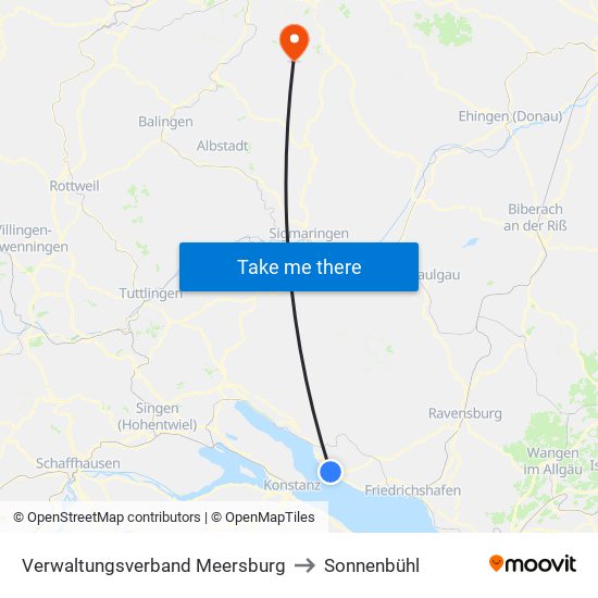 Verwaltungsverband Meersburg to Sonnenbühl map