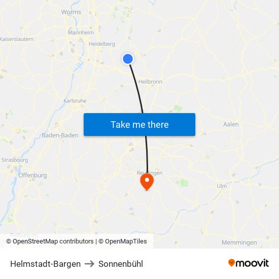 Helmstadt-Bargen to Sonnenbühl map