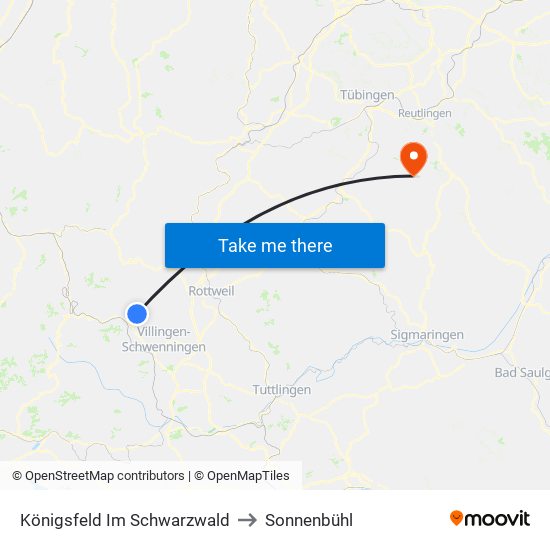 Königsfeld Im Schwarzwald to Sonnenbühl map