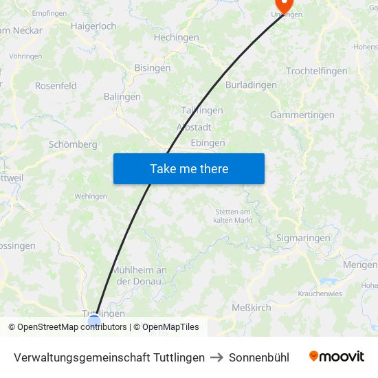 Verwaltungsgemeinschaft Tuttlingen to Sonnenbühl map