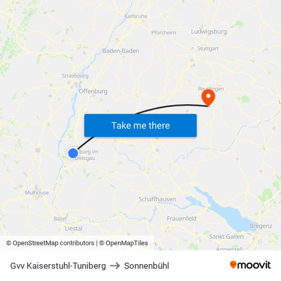 Gvv Kaiserstuhl-Tuniberg to Sonnenbühl map