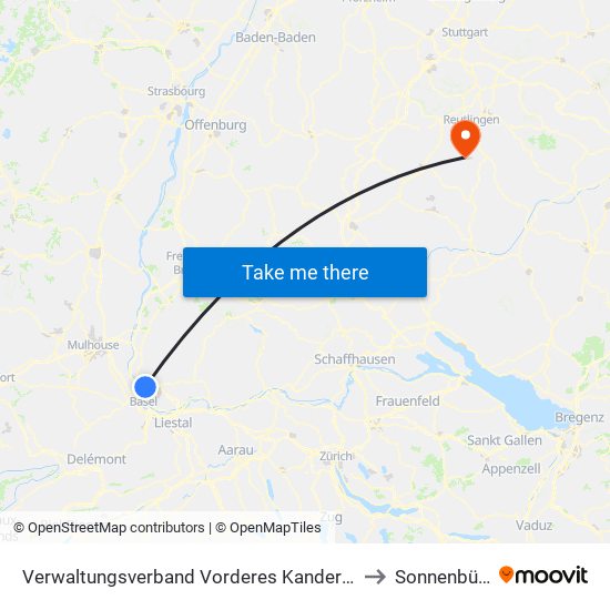 Verwaltungsverband Vorderes Kandertal to Sonnenbühl map