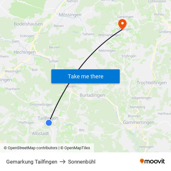 Gemarkung Tailfingen to Sonnenbühl map