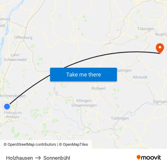 Holzhausen to Sonnenbühl map