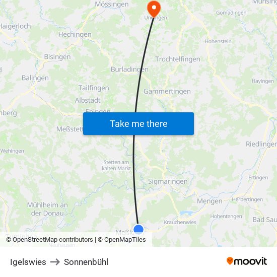 Igelswies to Sonnenbühl map