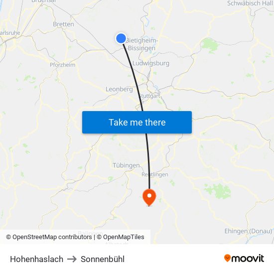 Hohenhaslach to Sonnenbühl map