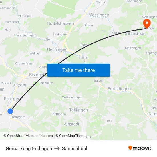 Gemarkung Endingen to Sonnenbühl map