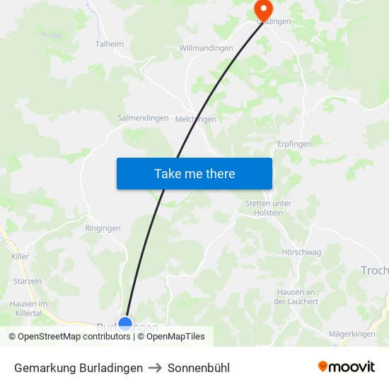 Gemarkung Burladingen to Sonnenbühl map