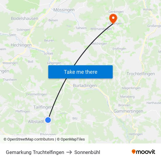 Gemarkung Truchtelfingen to Sonnenbühl map