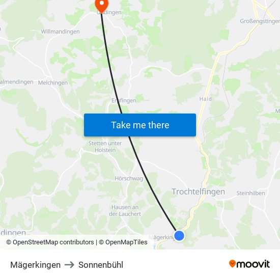 Mägerkingen to Sonnenbühl map