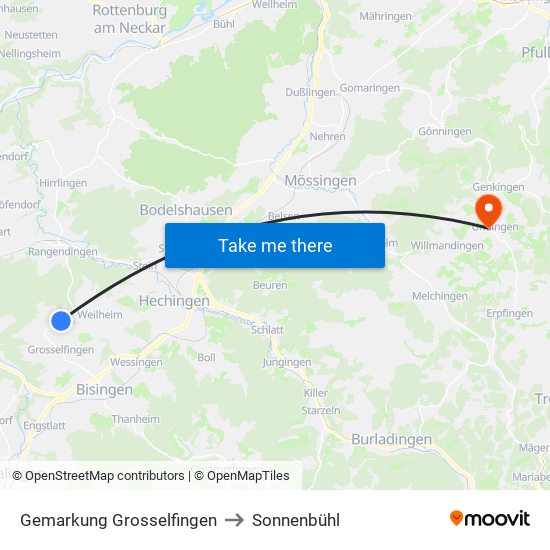 Gemarkung Grosselfingen to Sonnenbühl map