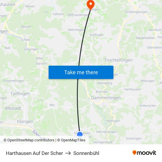 Harthausen Auf Der Scher to Sonnenbühl map