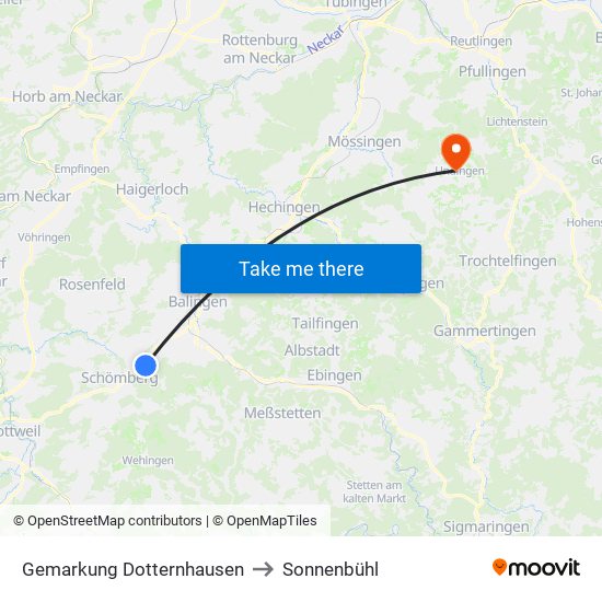 Gemarkung Dotternhausen to Sonnenbühl map