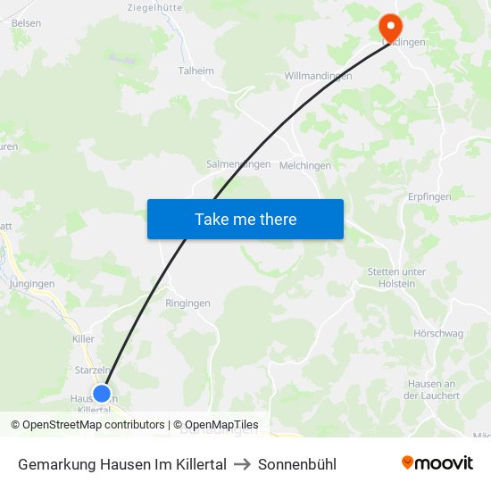 Gemarkung Hausen Im Killertal to Sonnenbühl map