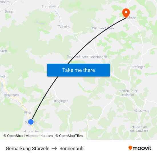 Gemarkung Starzeln to Sonnenbühl map