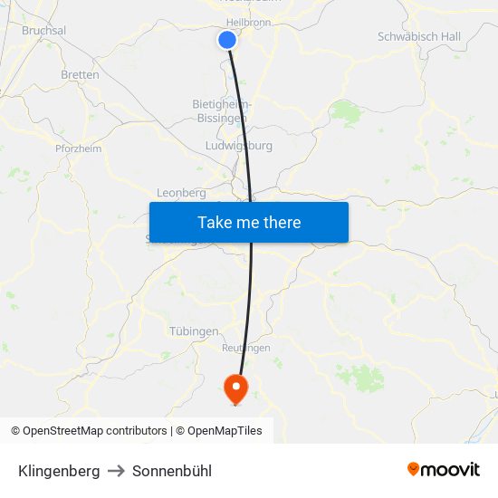 Klingenberg to Sonnenbühl map