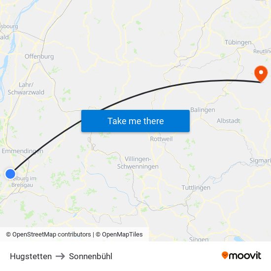 Hugstetten to Sonnenbühl map