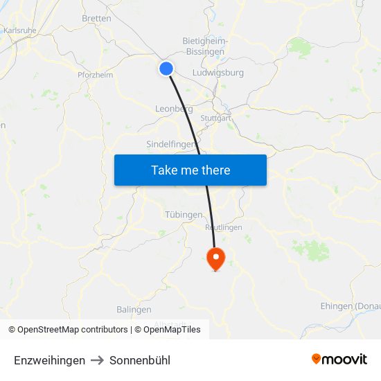 Enzweihingen to Sonnenbühl map