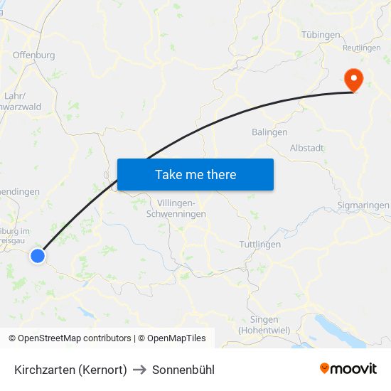 Kirchzarten (Kernort) to Sonnenbühl map