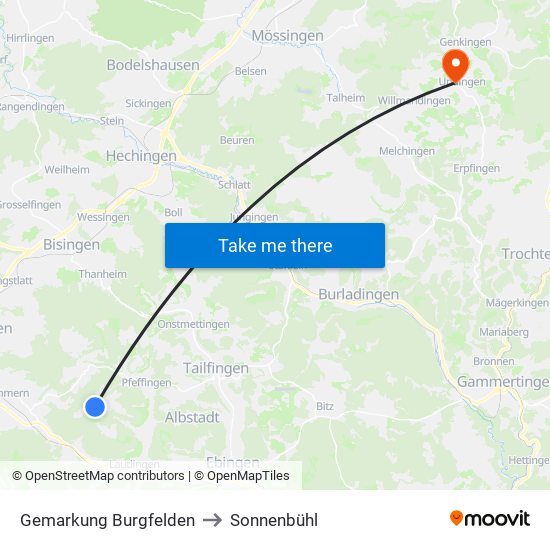 Gemarkung Burgfelden to Sonnenbühl map