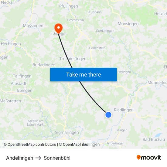 Andelfingen to Sonnenbühl map