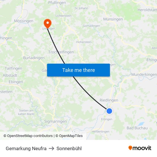 Gemarkung Neufra to Sonnenbühl map