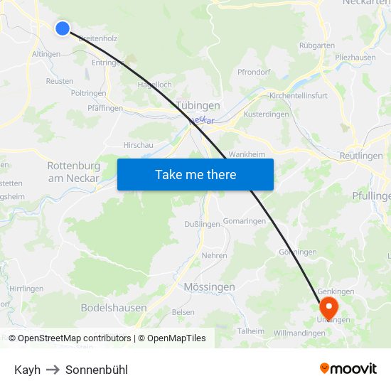 Kayh to Sonnenbühl map