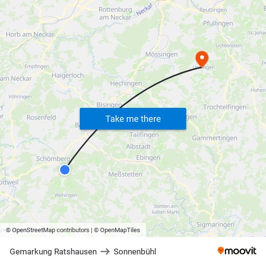 Gemarkung Ratshausen to Sonnenbühl map