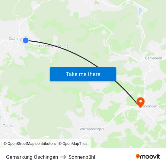 Gemarkung Öschingen to Sonnenbühl map