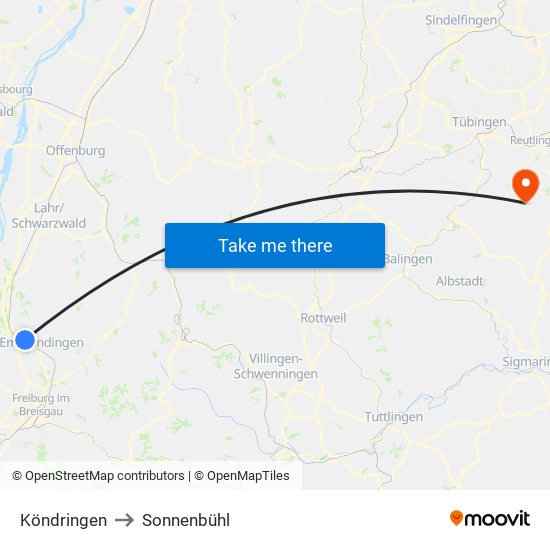 Köndringen to Sonnenbühl map