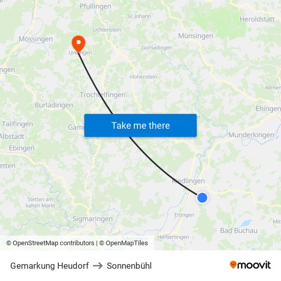 Gemarkung Heudorf to Sonnenbühl map