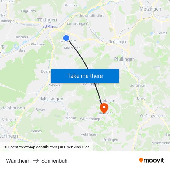 Wankheim to Sonnenbühl map