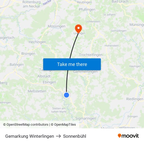 Gemarkung Winterlingen to Sonnenbühl map