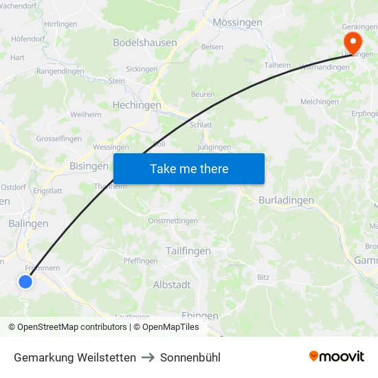 Gemarkung Weilstetten to Sonnenbühl map