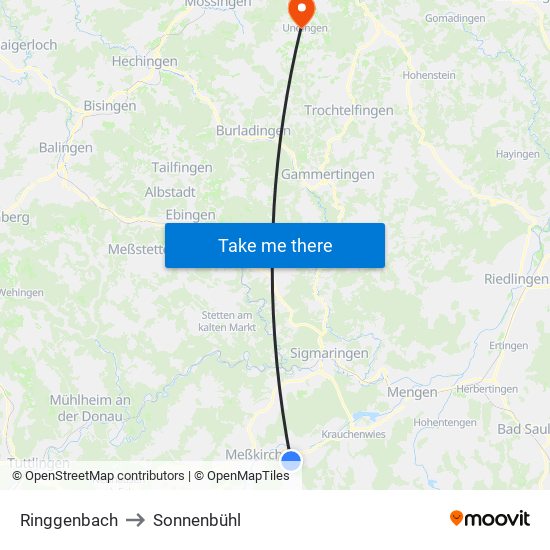 Ringgenbach to Sonnenbühl map