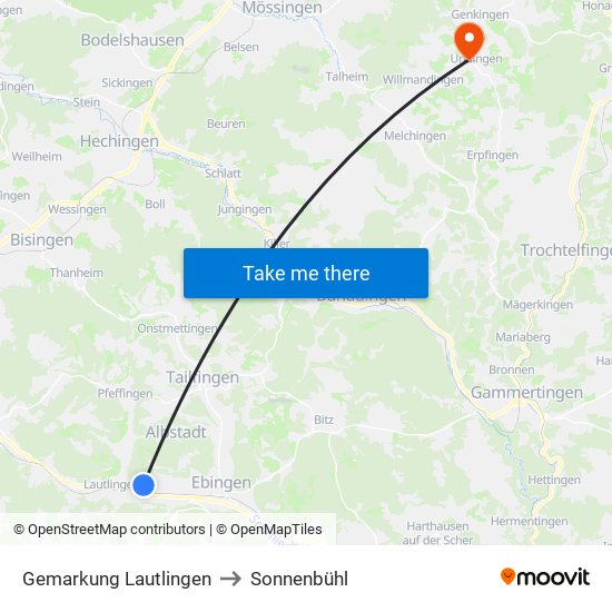 Gemarkung Lautlingen to Sonnenbühl map