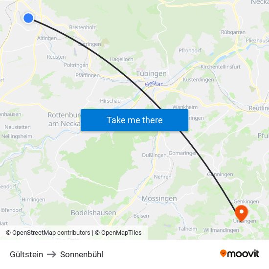 Gültstein to Sonnenbühl map