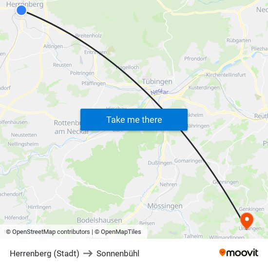 Herrenberg (Stadt) to Sonnenbühl map