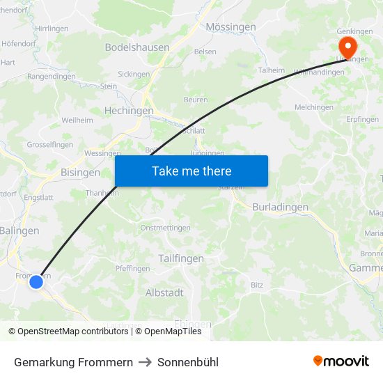 Gemarkung Frommern to Sonnenbühl map