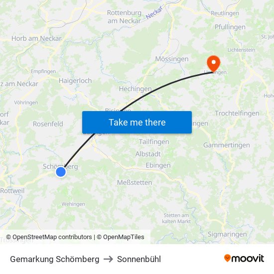 Gemarkung Schömberg to Sonnenbühl map