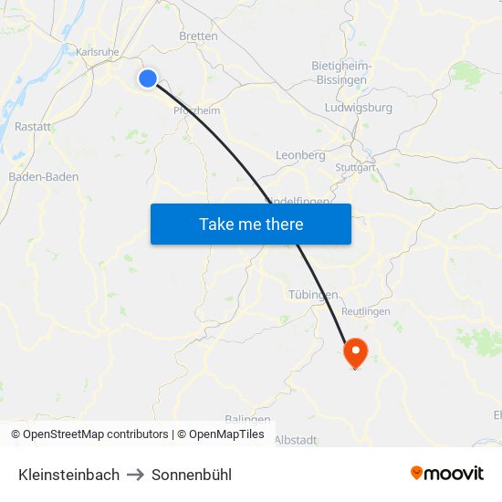 Kleinsteinbach to Sonnenbühl map