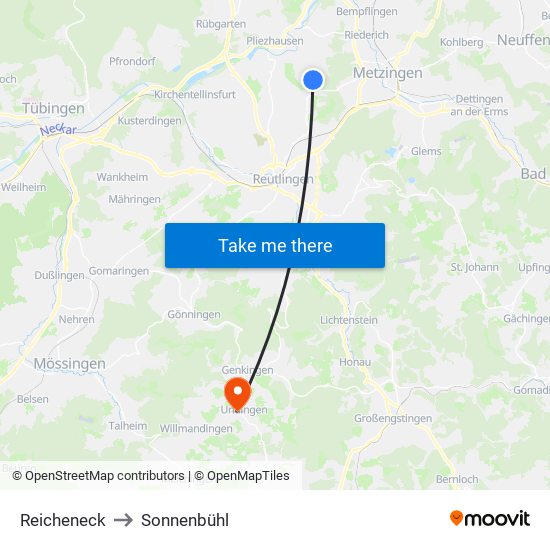 Reicheneck to Sonnenbühl map