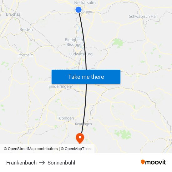 Frankenbach to Sonnenbühl map